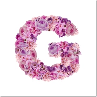 Pink Floral Letter G Posters and Art